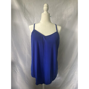Cobalt Blue Tankini Swim Top Modest Adjustable Straps Padded Built-in Bra Sz 16